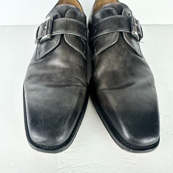 Magnanni Marco Monk Strap Leather Dress Shoe Size 8 Gray Plain Toe main image 6